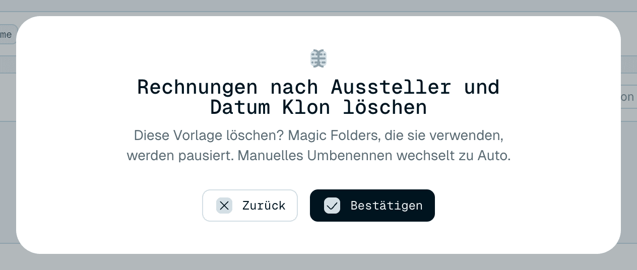 Eine Vorlage löschen