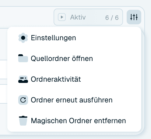 Das Aktionen-Menü