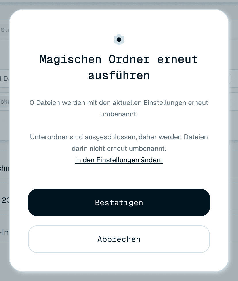 Das Aktionen-Menü