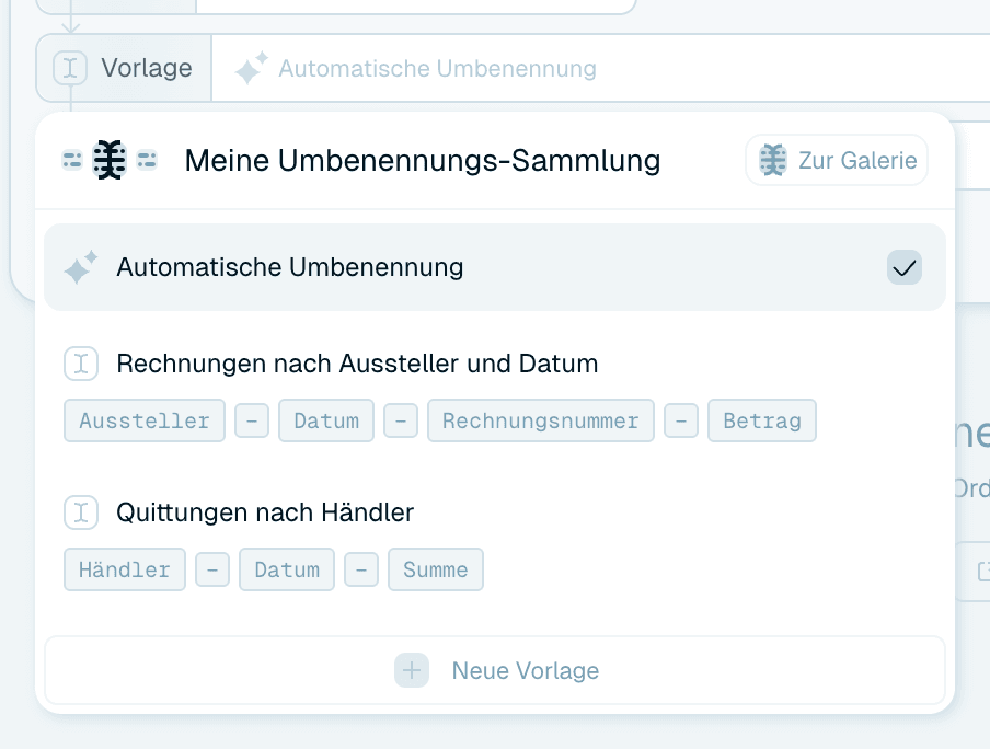 Schritt 2 - Die Benennungsvorlage wählen