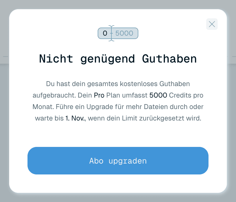 Wenn das Guthaben aufgebraucht ist