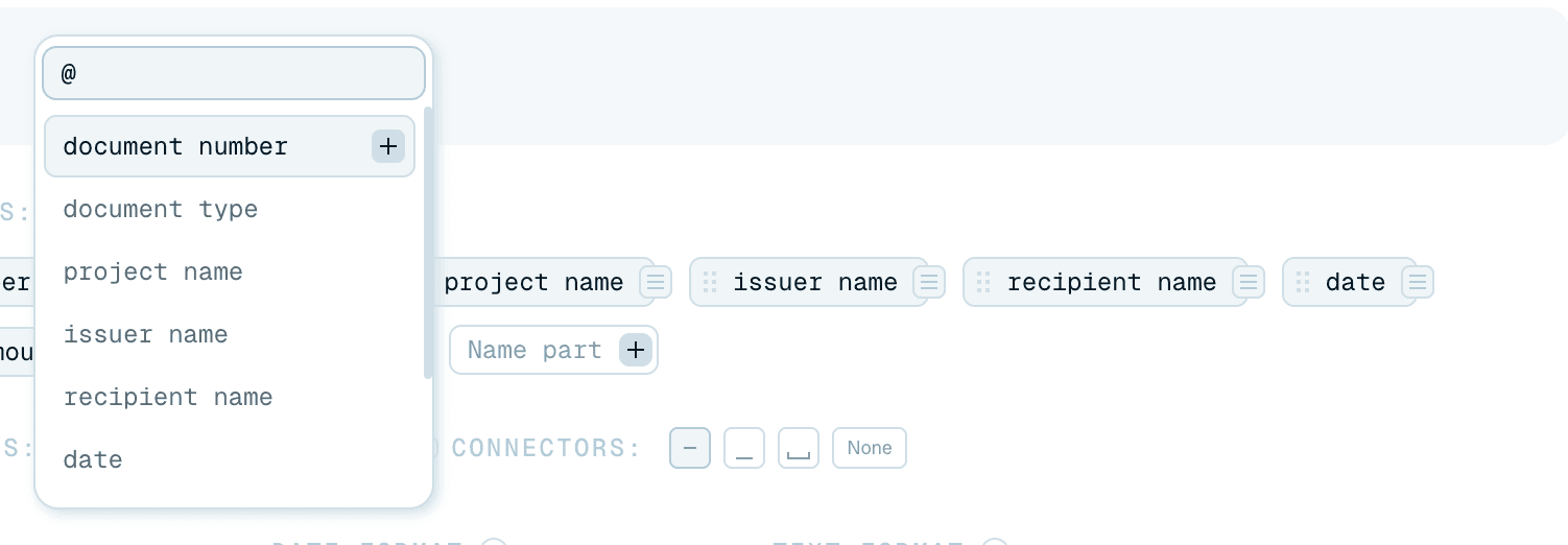 Inserting name parts into the pattern