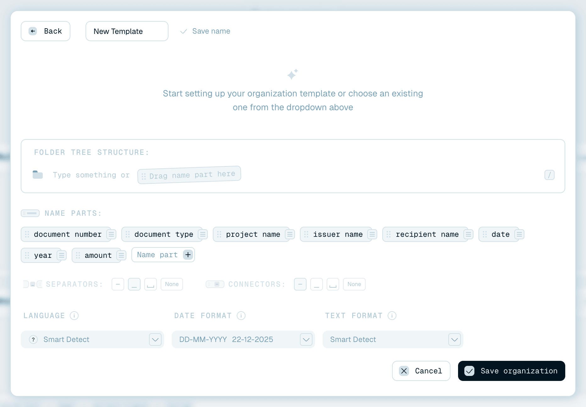 Creating an organization template