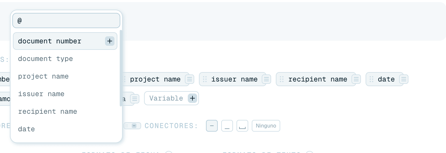 Insertar variables en el patrón