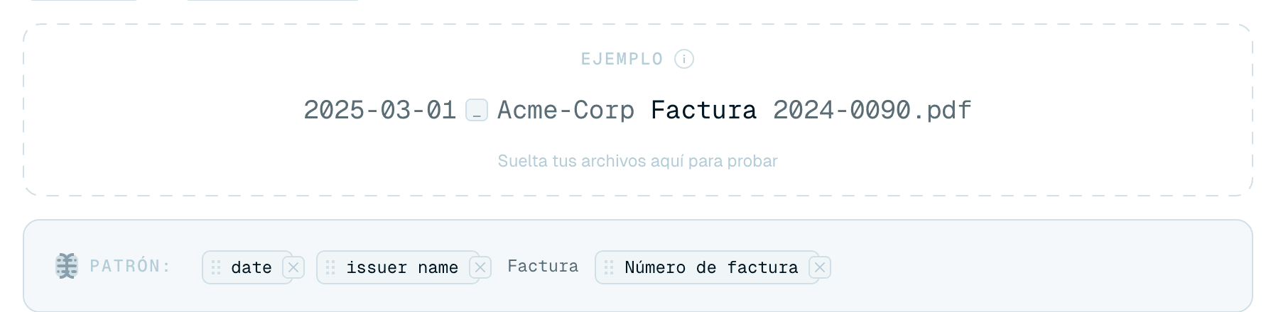 Insertar variables en el patrón