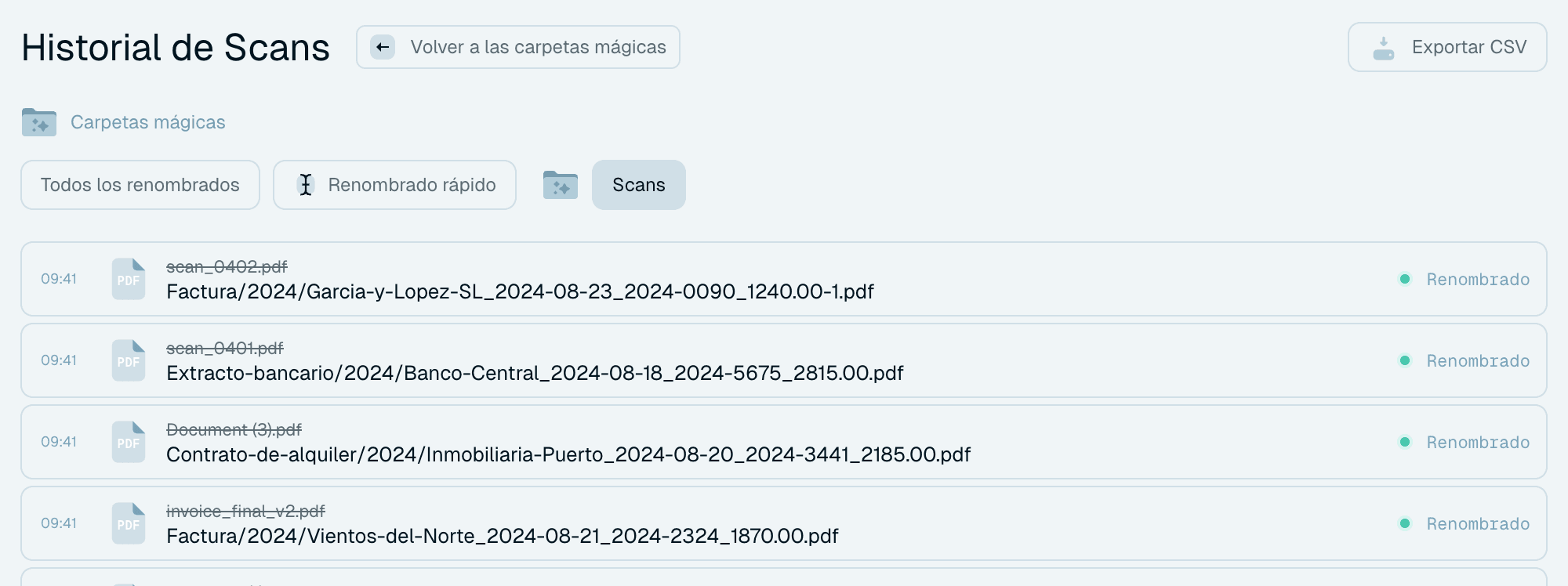 Historial de actividad