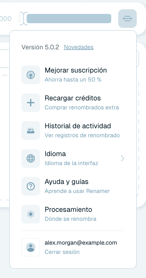 El menú de usuario