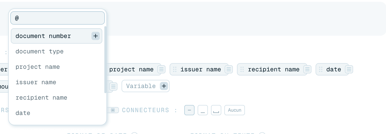 Insérer des variables dans le motif