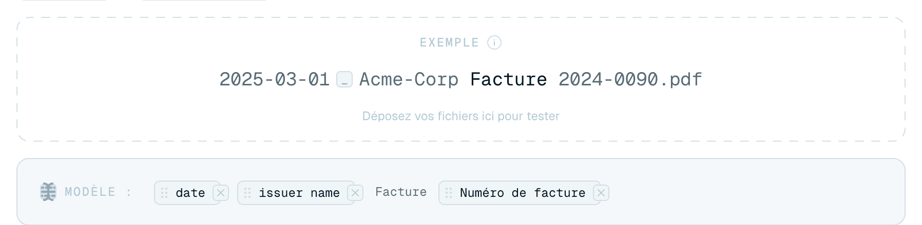 Insérer des variables dans le motif