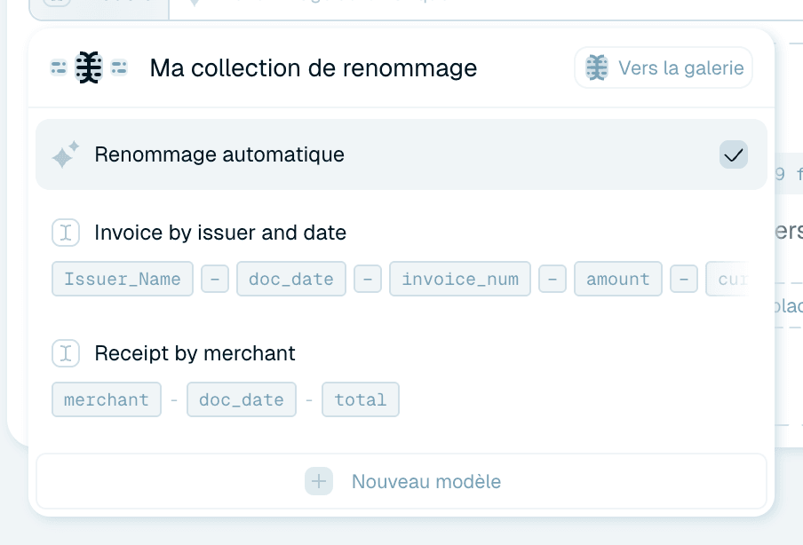 Dans le Renommage rapide