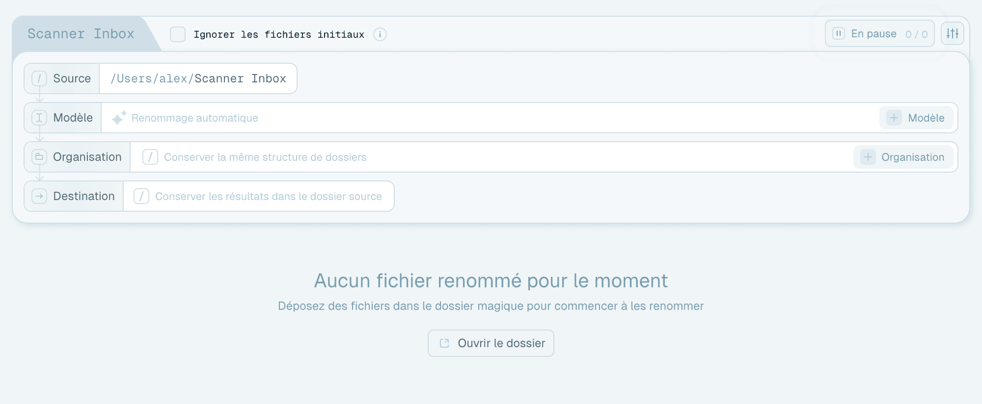 Étape 1 - Choisir le dossier source