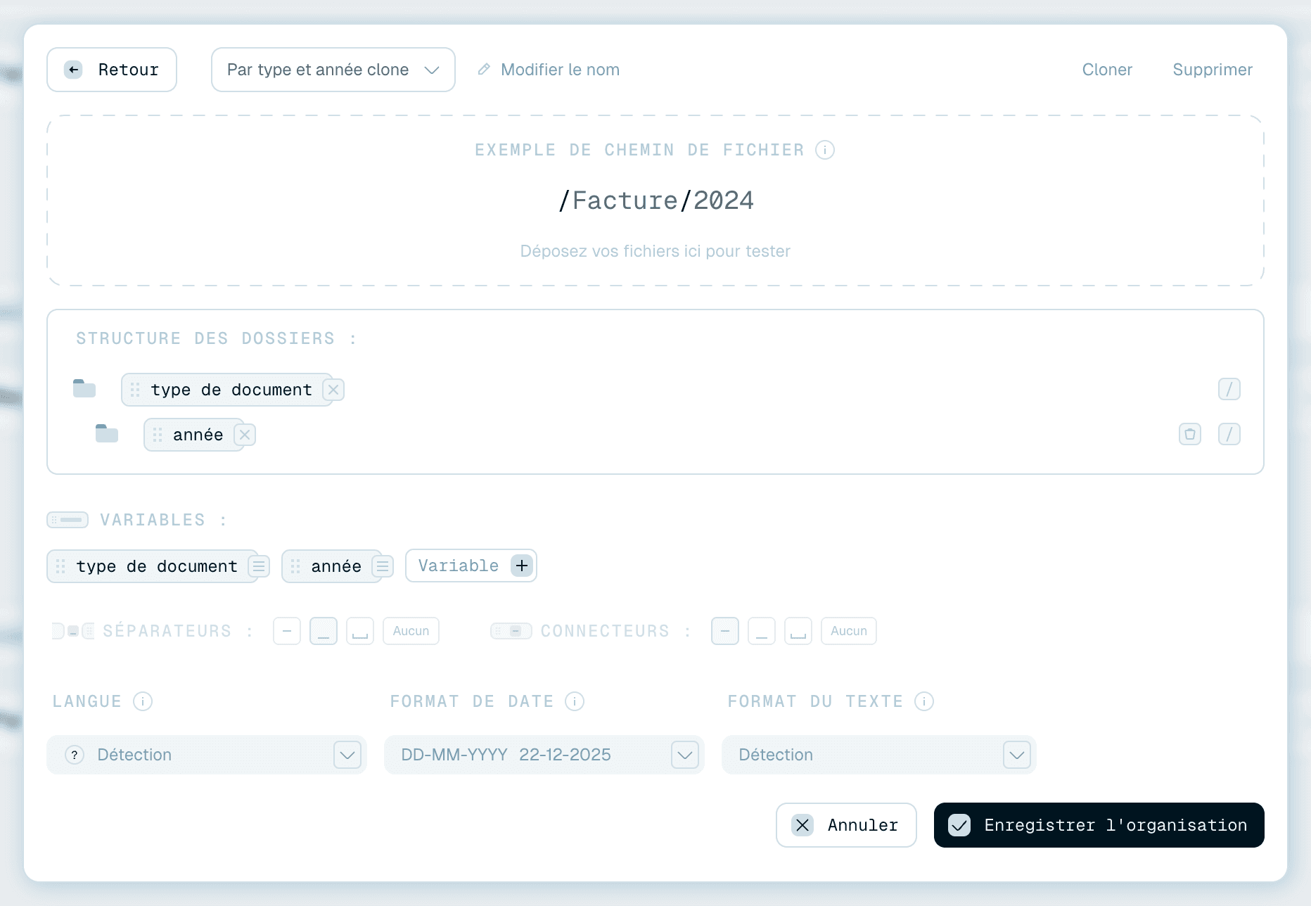Cloner un modèle ou une organisation
