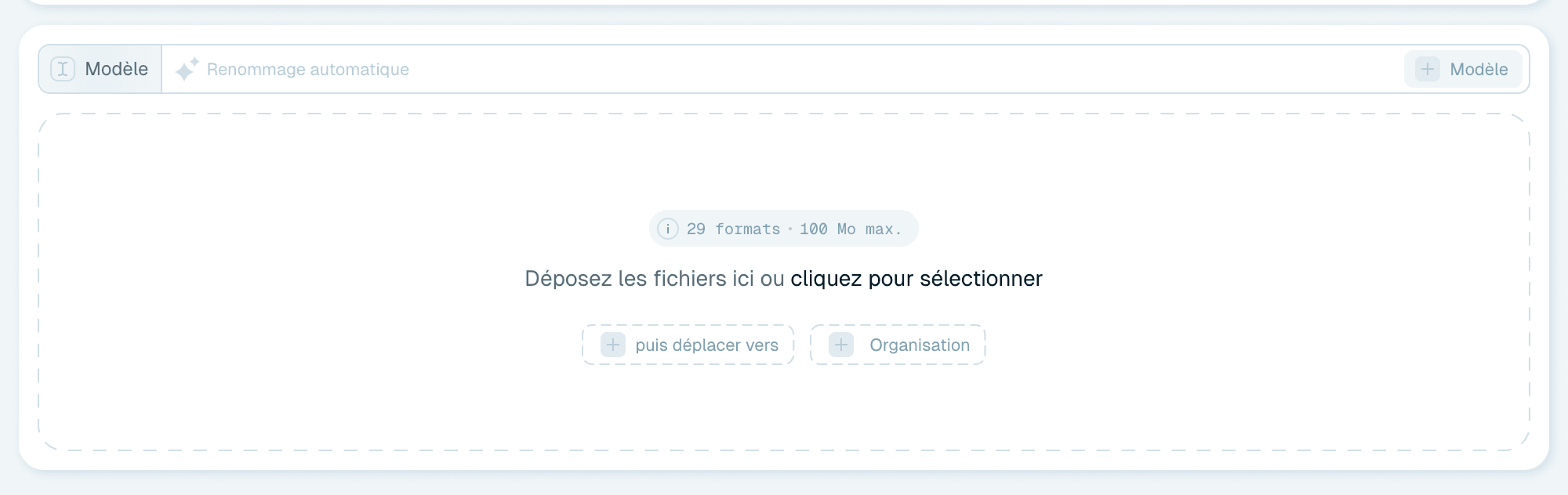 L'écran Renommage rapide, ligne par ligne