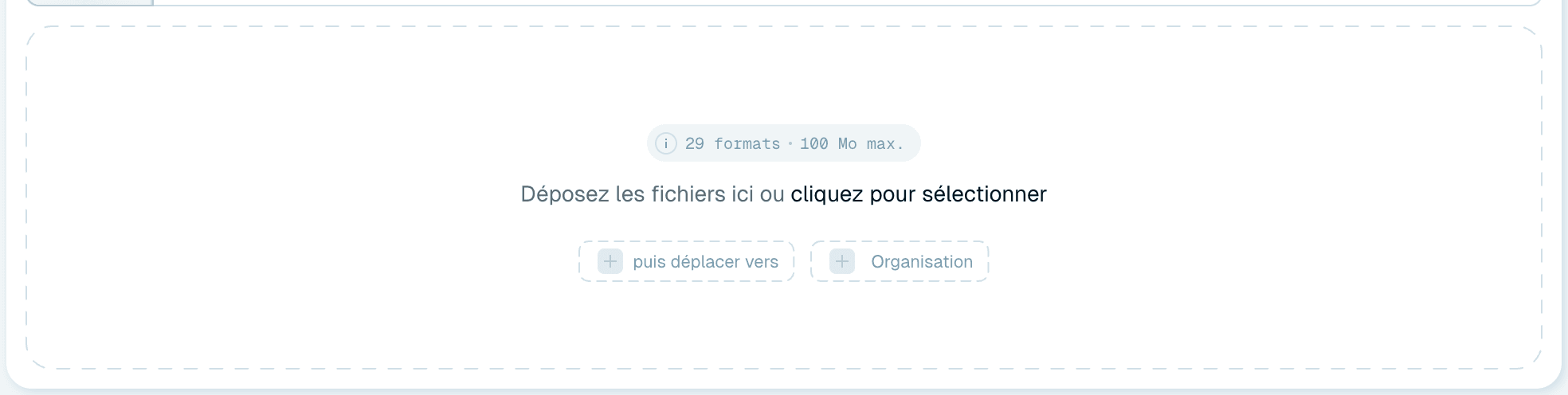 La zone de dépôt