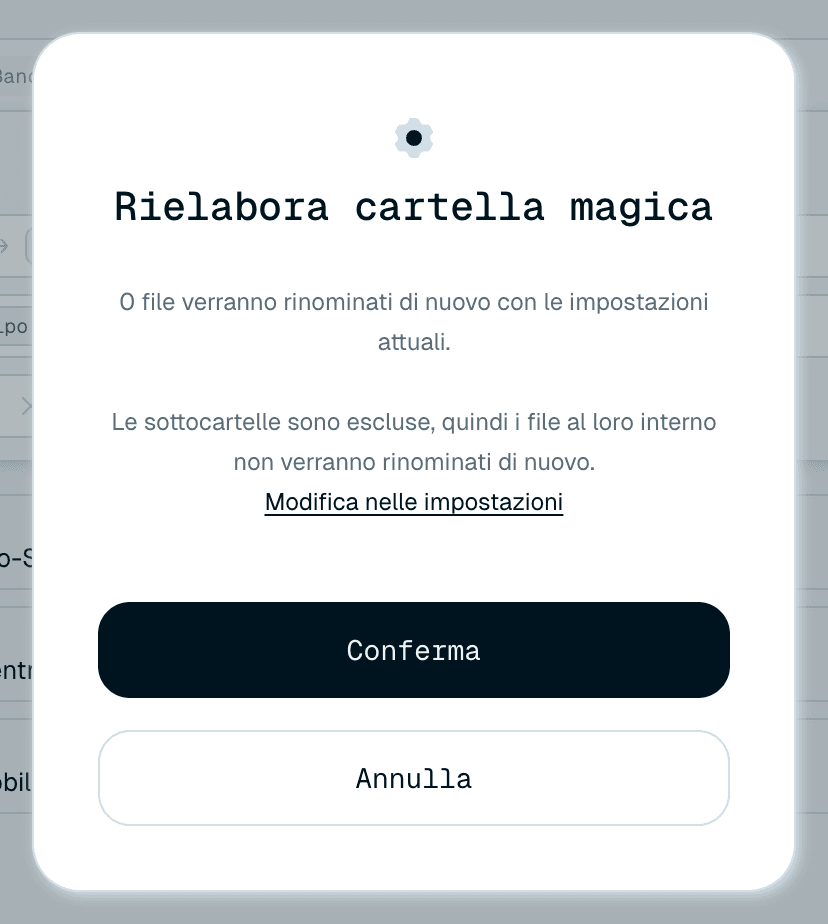 Il menu delle azioni