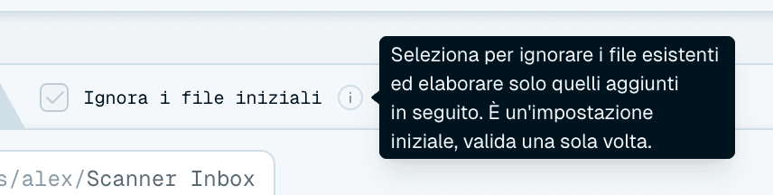 Ignora i file iniziali