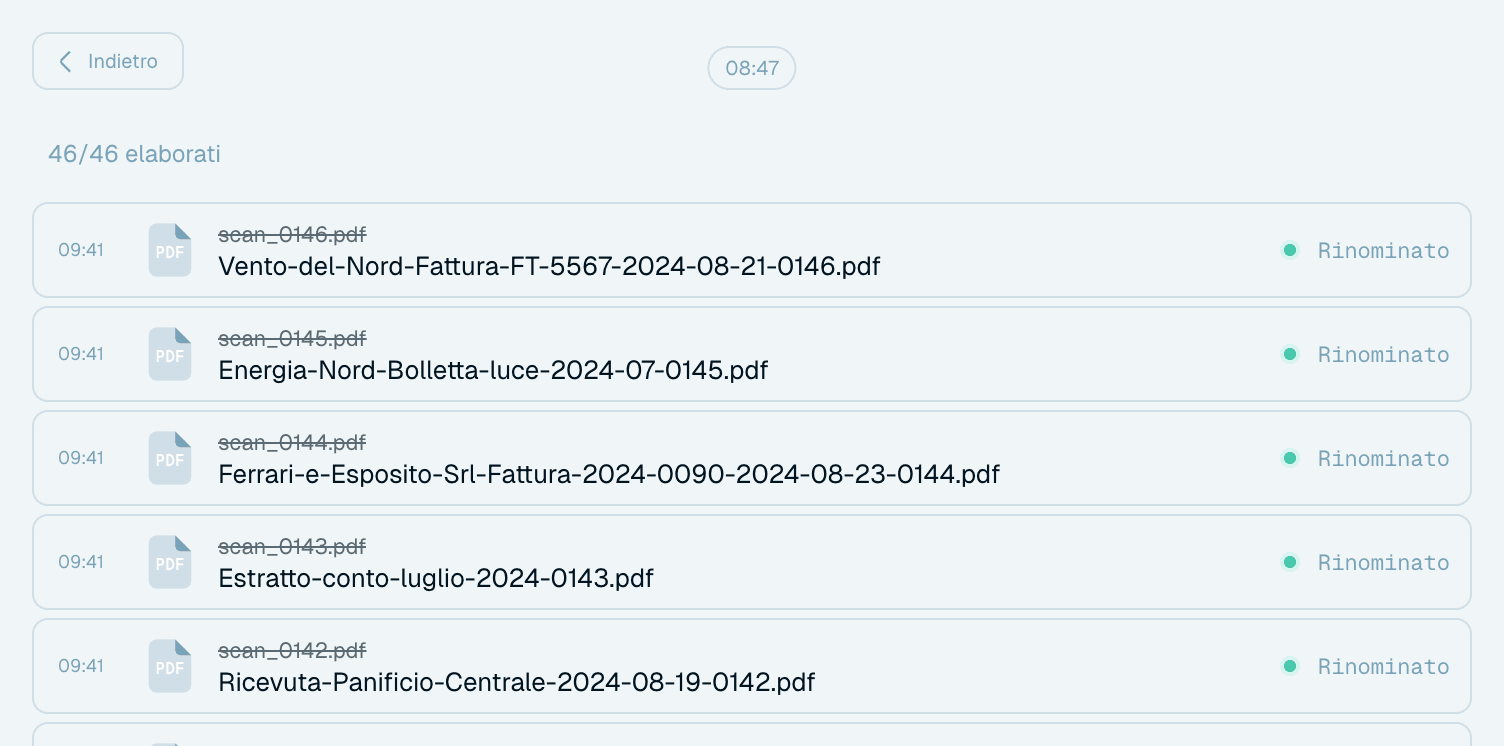 Leggere la scheda del batch