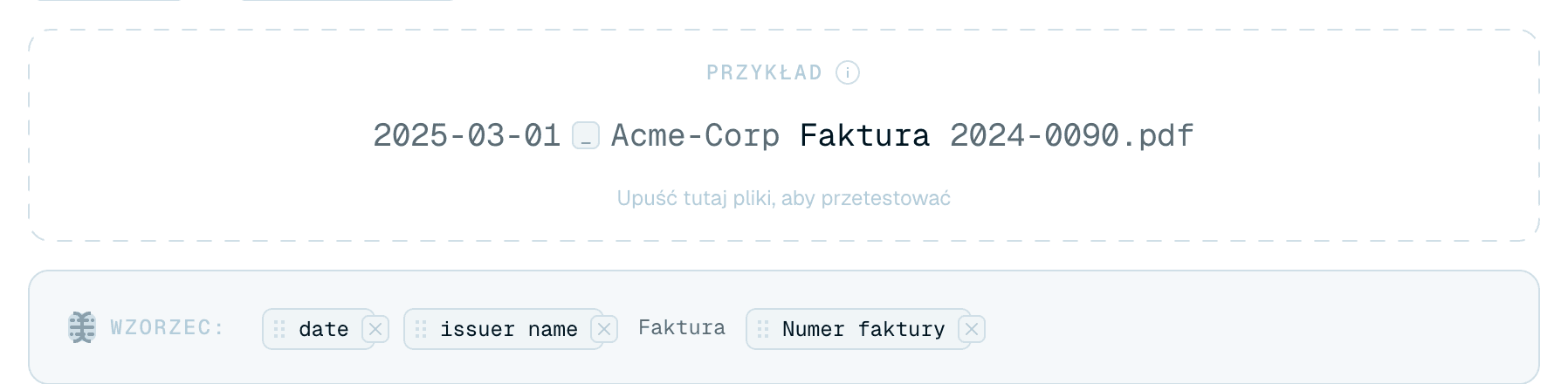 Wstawianie zmiennych do wzorca