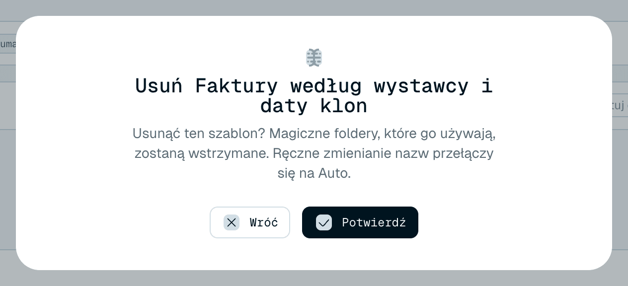 Usuwanie szablonu