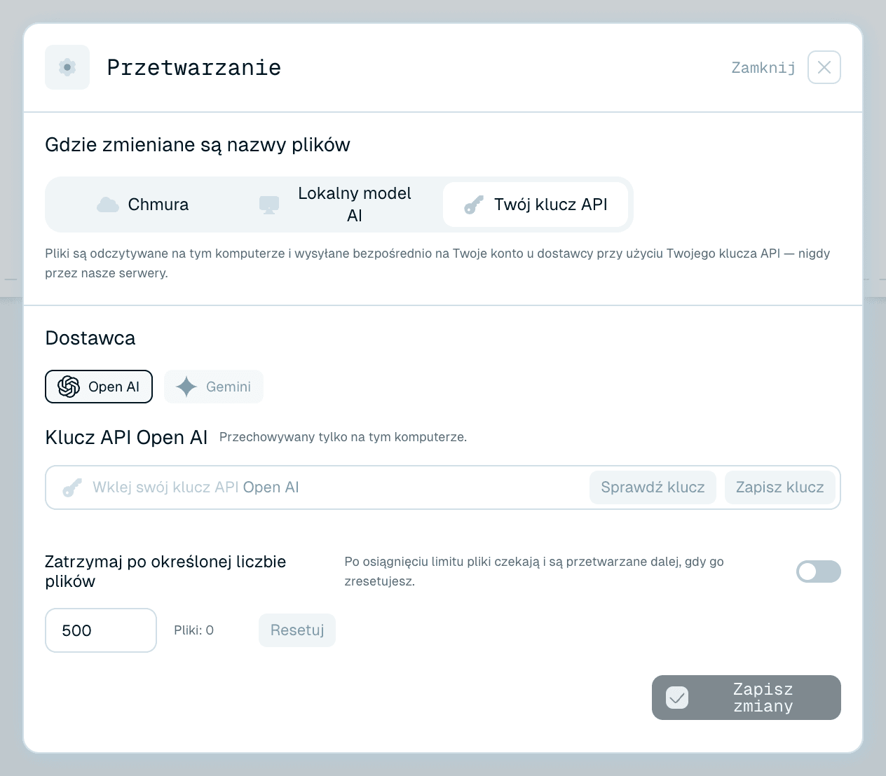 Twój własny klucz API - konto u Twojego dostawcy