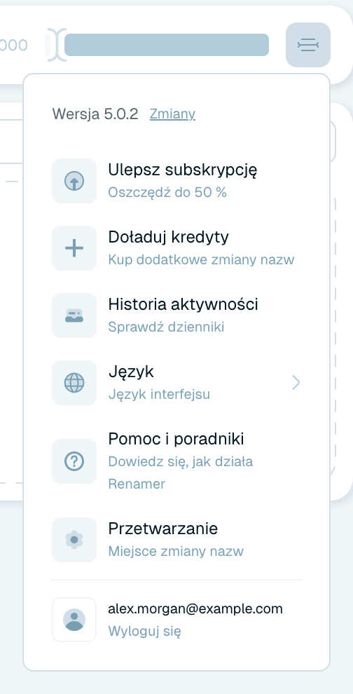 Menu użytkownika