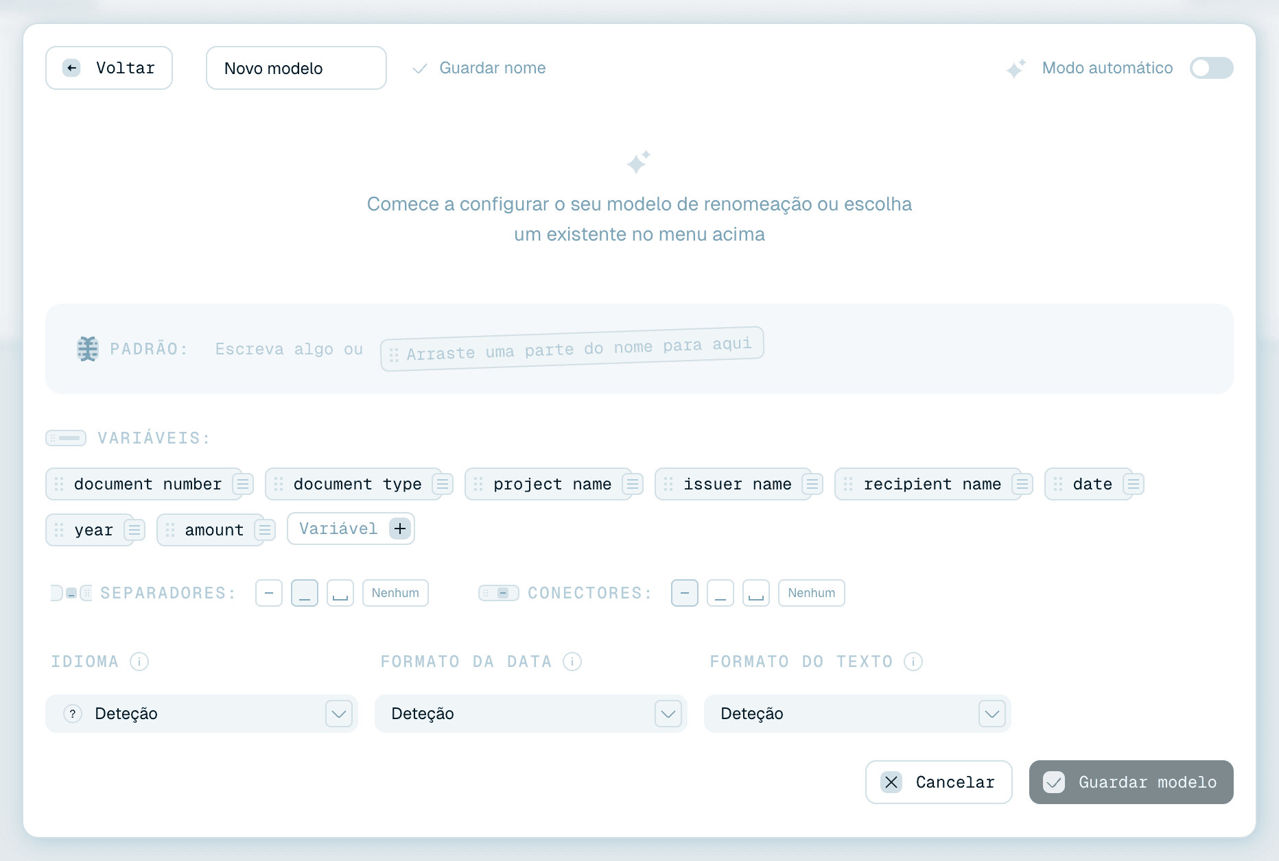 Abrir o editor de modelos