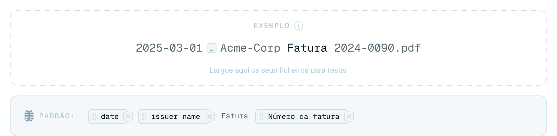 Inserir variáveis no padrão