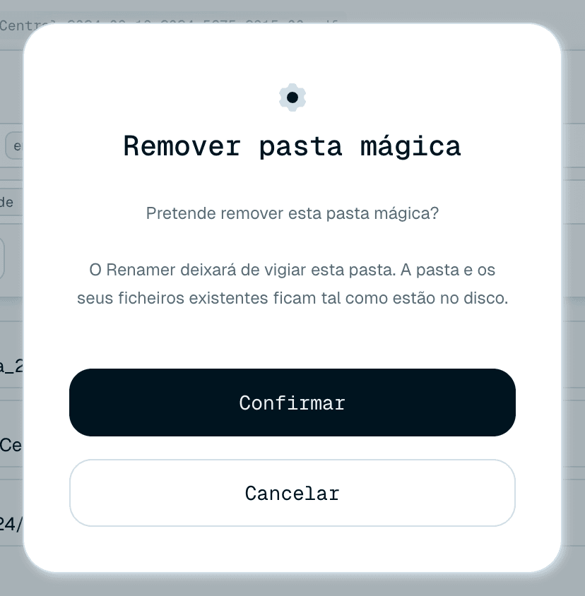 O menu de ações