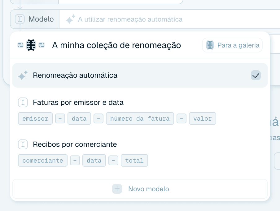 Passo 2 - Escolher o modelo de nomeação