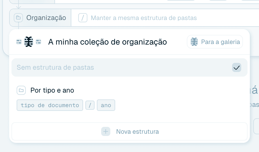 Passo 3 - Escolher uma organização (opcional)