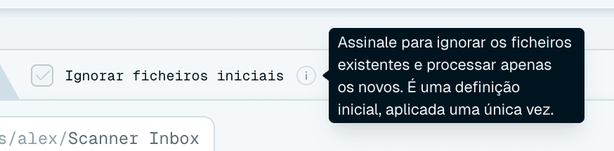 Ignorar ficheiros iniciais