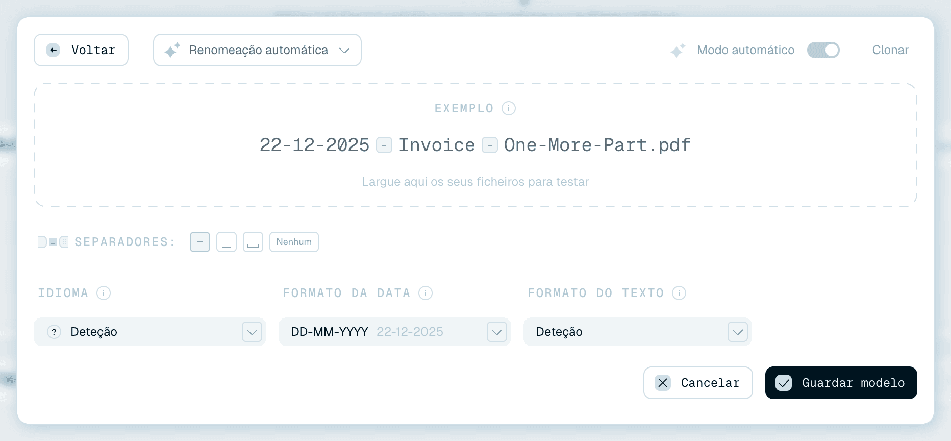 Salte a configuração com o Modo automático