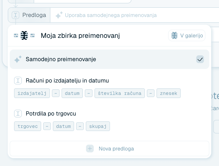 2. korak - Izberite predlogo poimenovanja