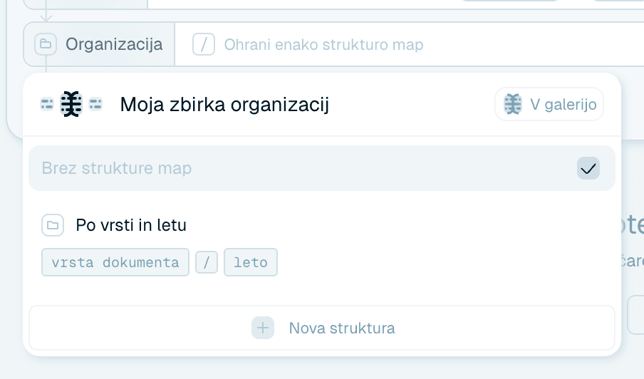 3. korak - Izberite organizacijo (neobvezno)