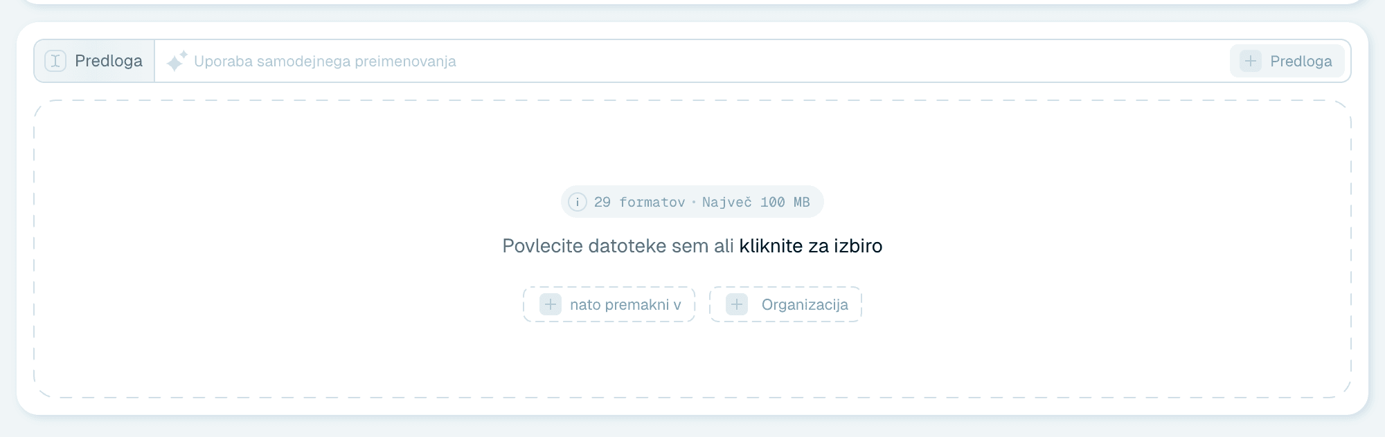 Zaslon hitrega preimenovanja, vrstico za vrstico